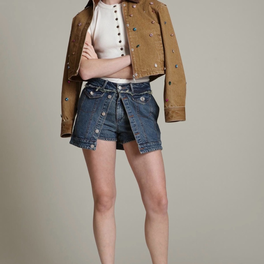 Avec Les Filles
Front Split Denim Miniskort